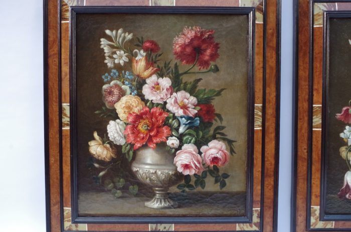 still life flower bouquets oils on canvas dutch style