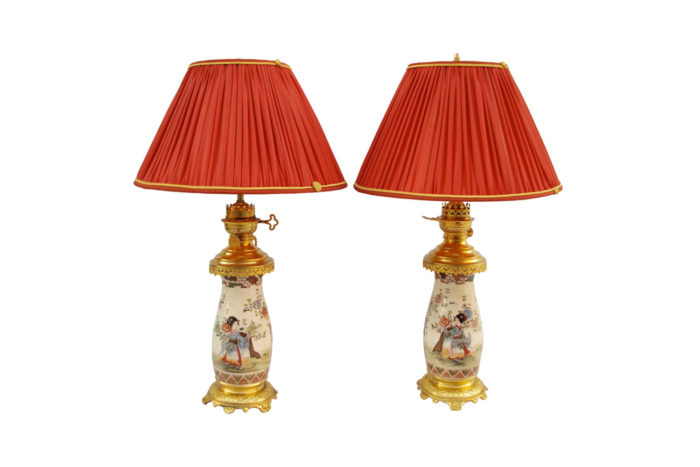 paire lampes faience satsuma