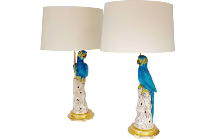 parrots faience lamps