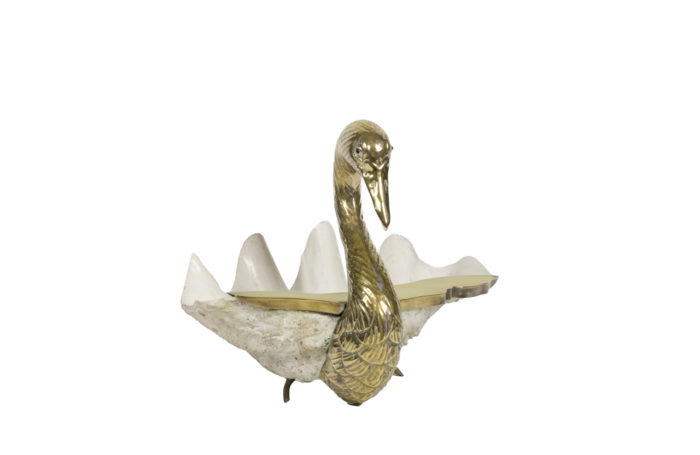 Brass and shell swan, Binazzi style, circa 1970- 3:4