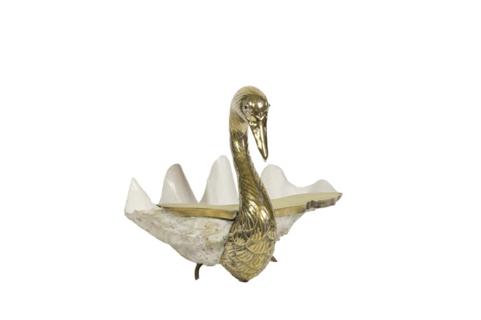 Brass and shell swan, Binazzi style, circa 1970- 3:4