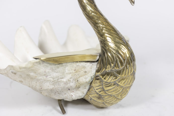 Brass and shell swan, Binazzi style, circa 1970 - bas