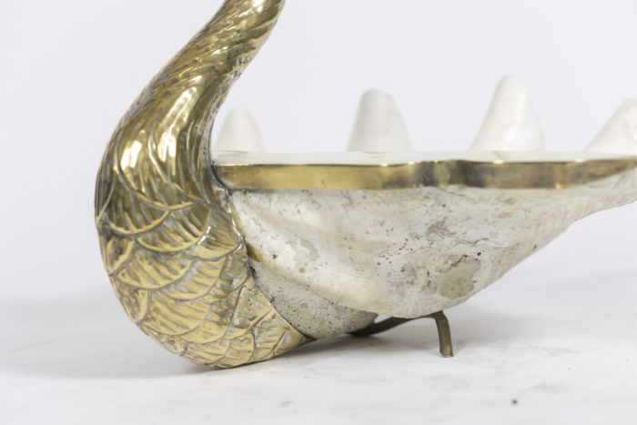 Brass and shell swan, Binazzi style, circa 1970 - bas profile