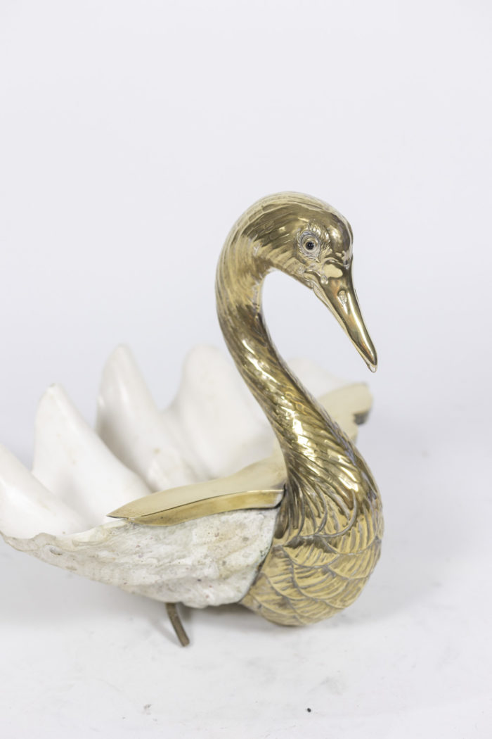 Brass and shell swan, Binazzi style, circa 1970 - col