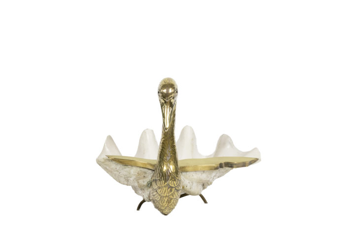 Brass and shell swan, Binazzi style, circa 1970 - face