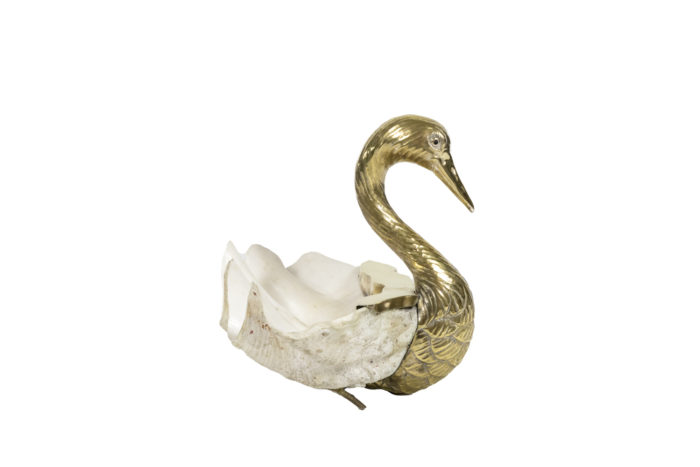 Brass and shell swan, Binazzi style, circa 1970 - profile