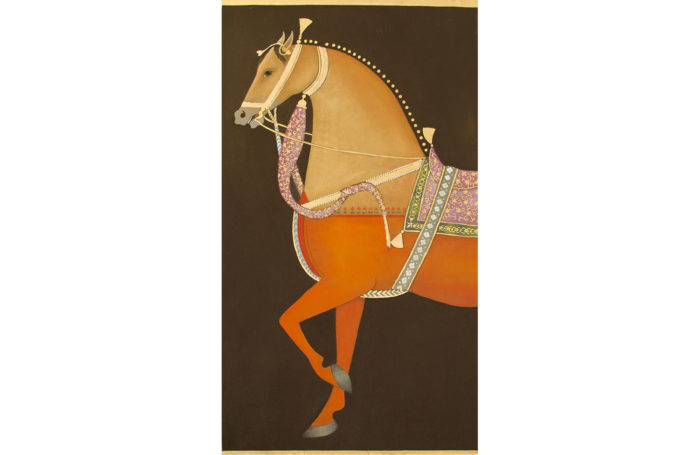 orange horse linen raw canvas