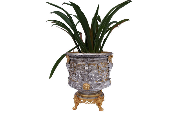 terracotta gilt silvered planter