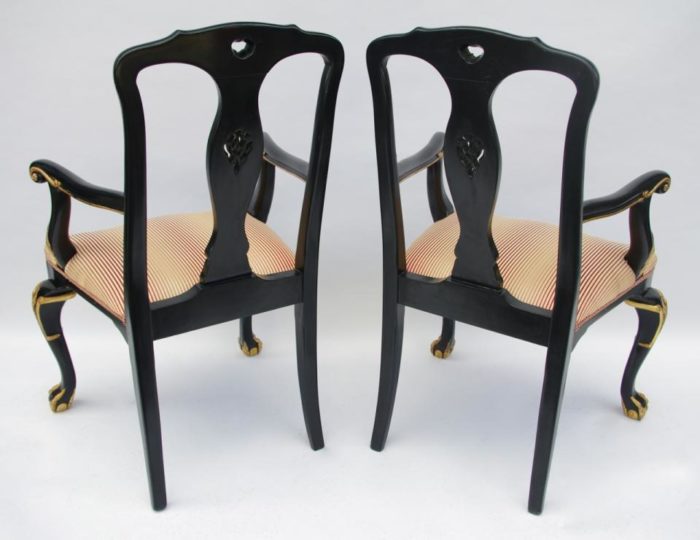 chippendale lacquered wood armchairs
