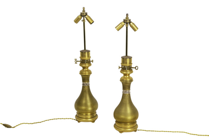 maison gagneau lamps guilloche gilt brass