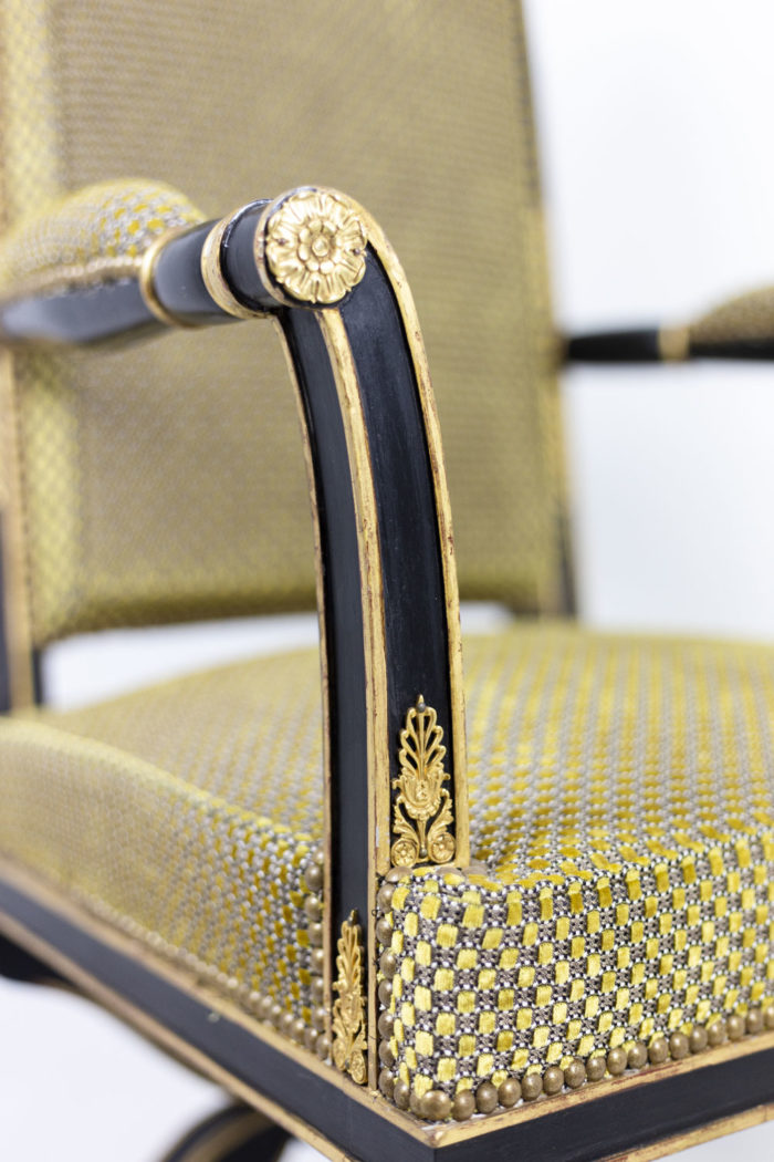 empire style armchair black and gilt lacquered arms