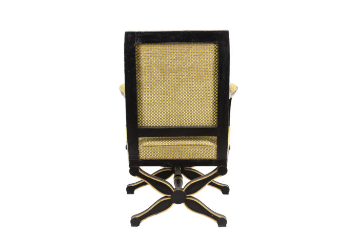 empire style armchair black and gilt lacquered back