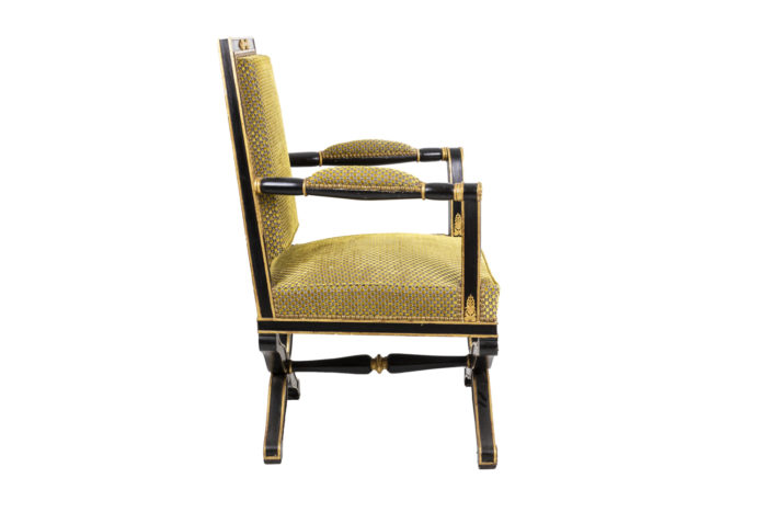empire style armchair black and gilt lacquered side