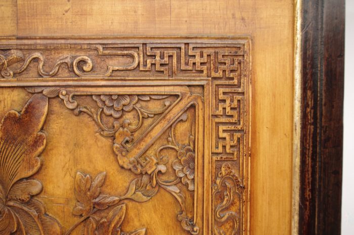 paire bas relief asiatiques bois detail 2