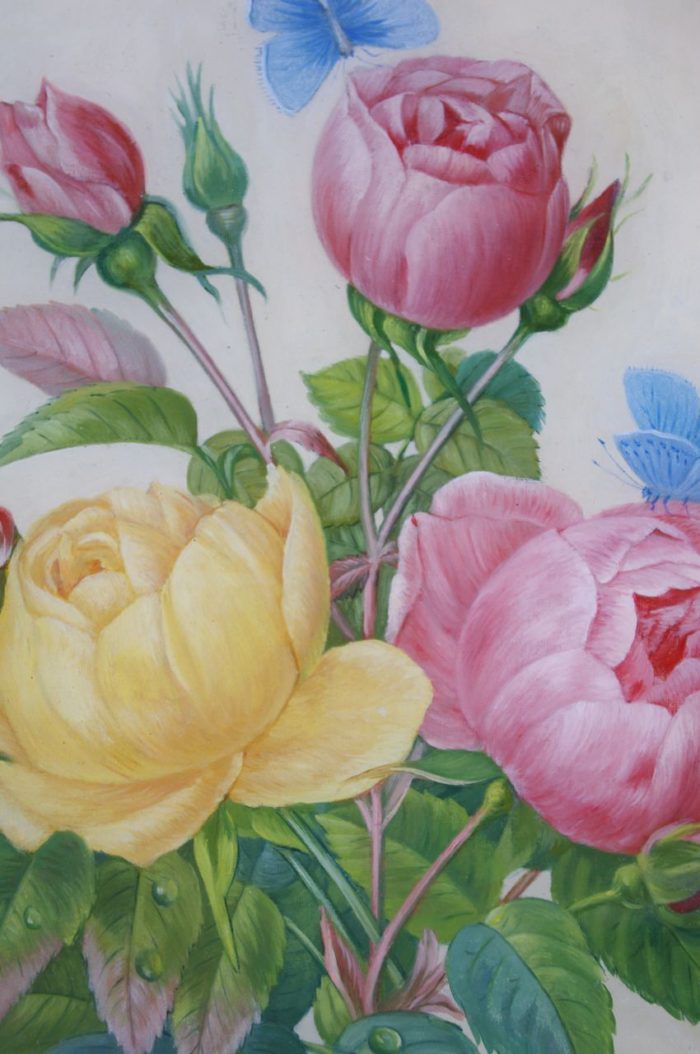 reverse glasse painting roses flowers