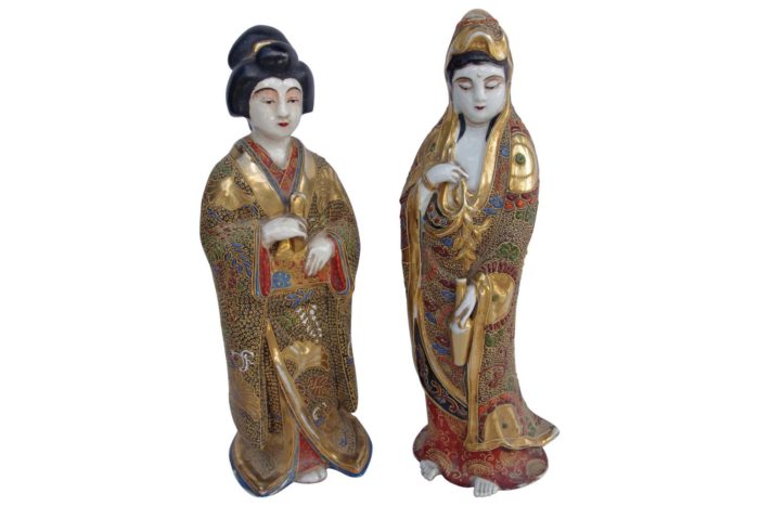 paire geisha satsuma faience