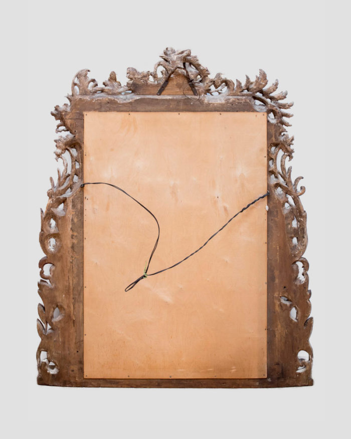 carved wood rococo mirror back