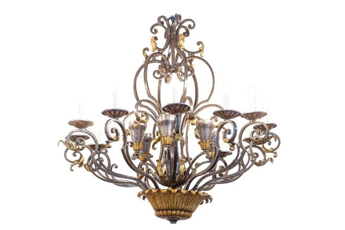 wrought iron poillerat chandelier gold