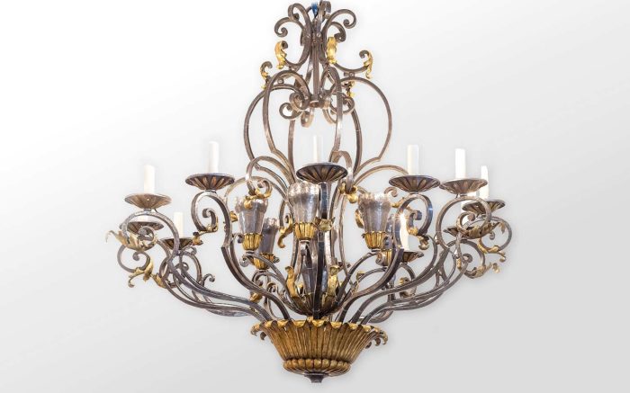 wrought iron poillerat chandelier gold