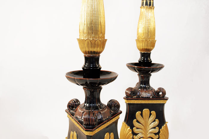 candelabres lampadaires faience noire restauration