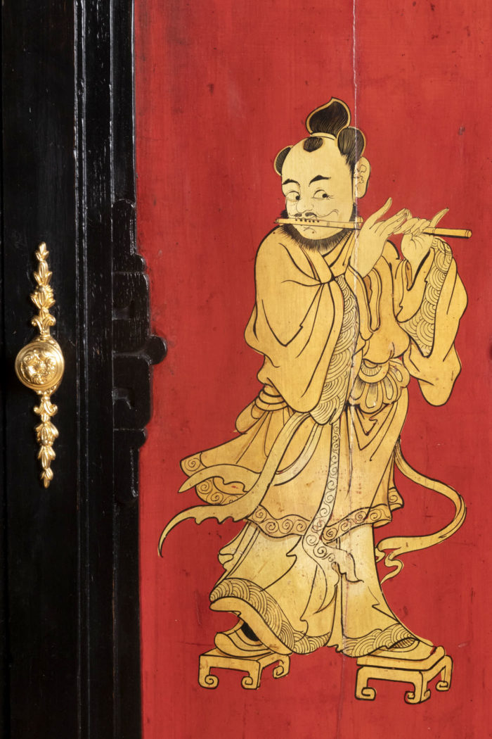 red an gold lacquered panel chinese character