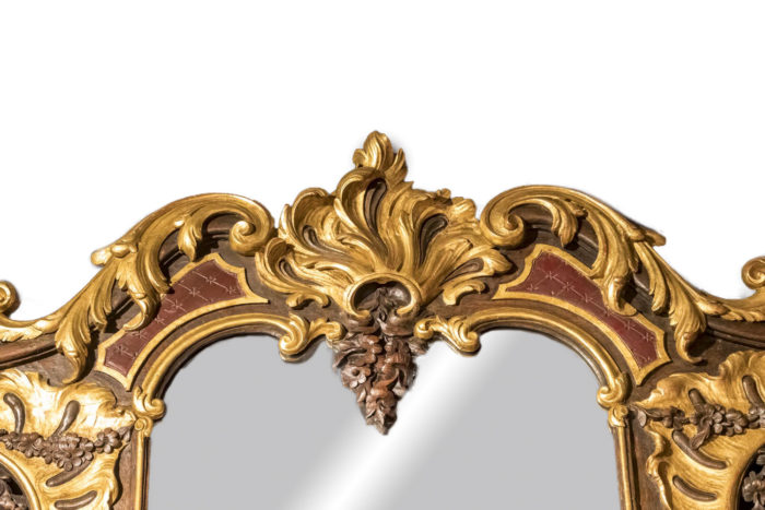 miroir rococo coquille cartouche partie haute