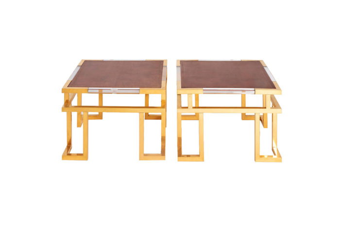 pair end tables gilt brass guy lefèvre maison jansen main
