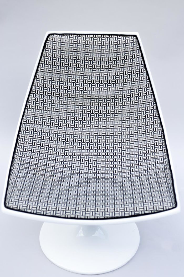 white swirl armchair 70s fabric