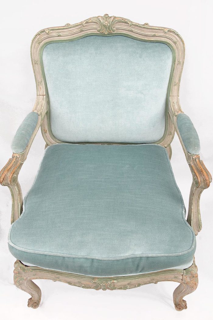 fauteuil chassis louis xv garniture velours