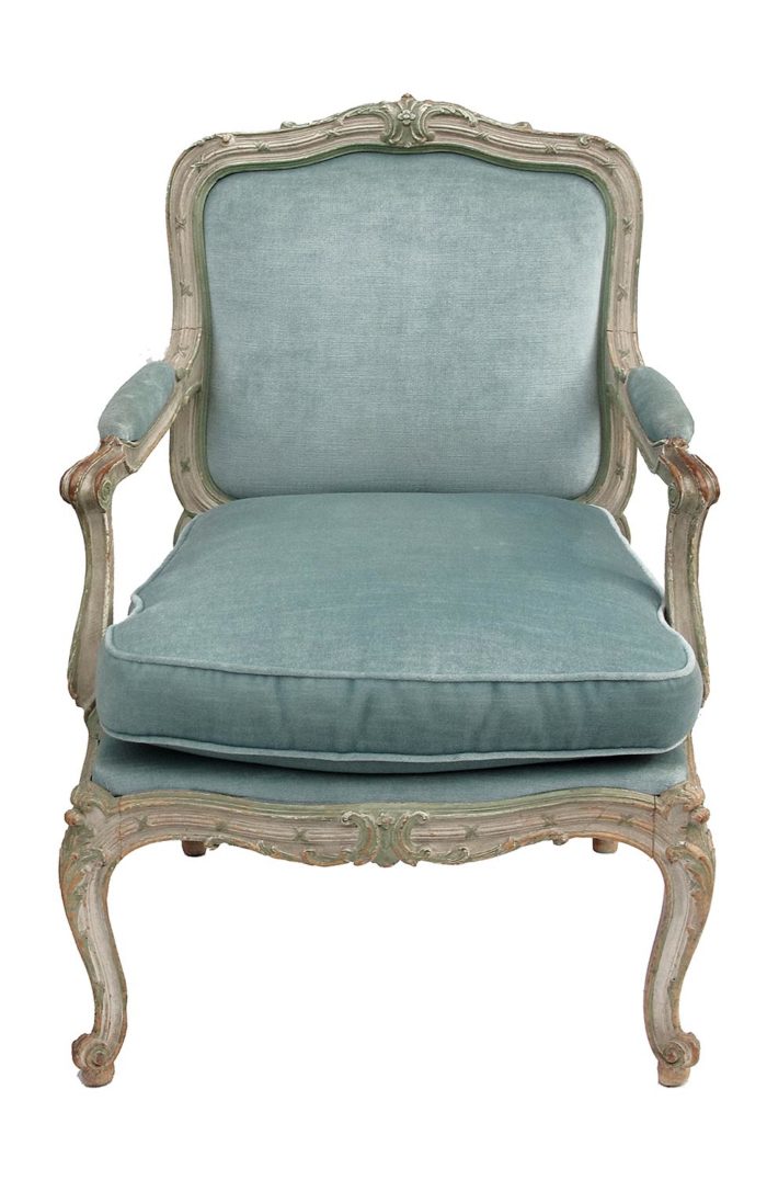 fauteuil chassis louis xv velours face