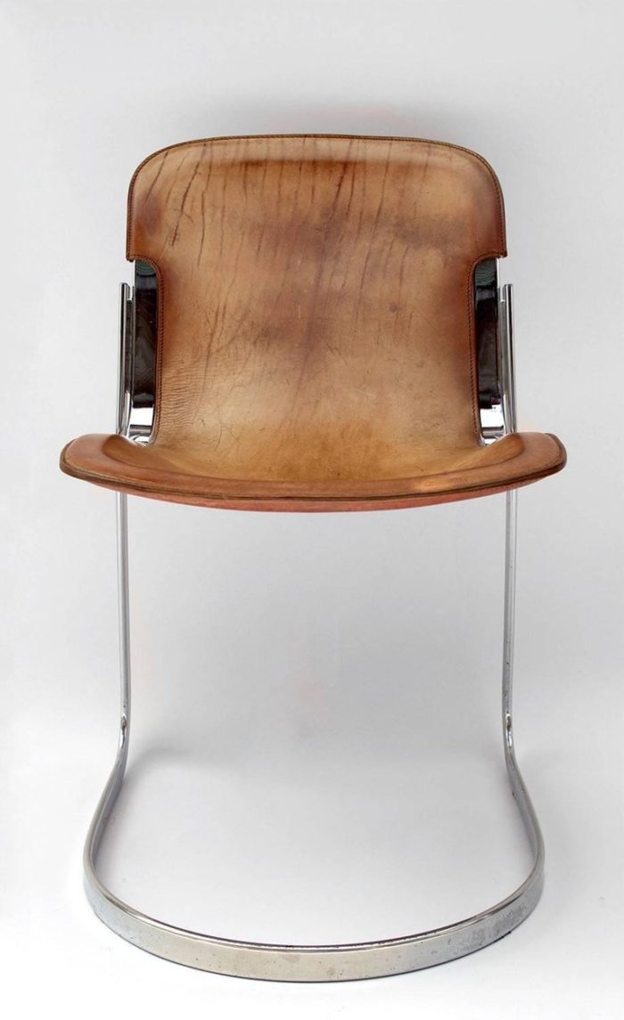 willy rizzo chaises cuir métal face