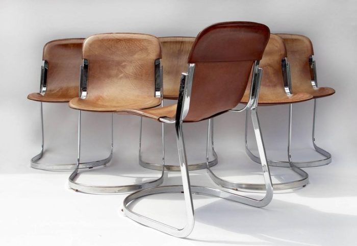 willy rizzo chaises cuir métal six