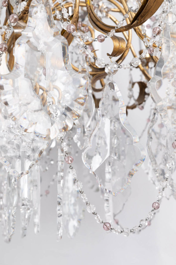 louis xv chandelier crystal tassels pink beads