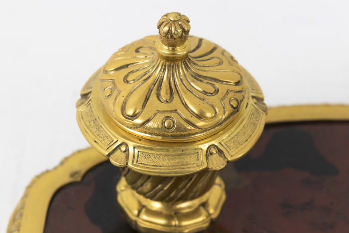 gilt bronze inkwell lacquer cover detail