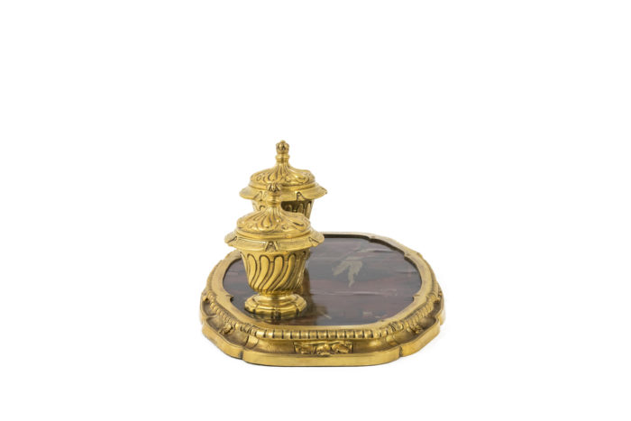 gilt bronze inkwell lacquer side