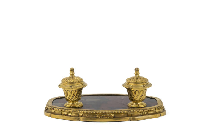 gilt bronze inkwell lacquer back