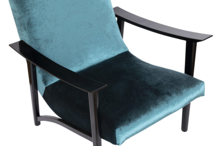 fauteuil scandinave velours bleu assise