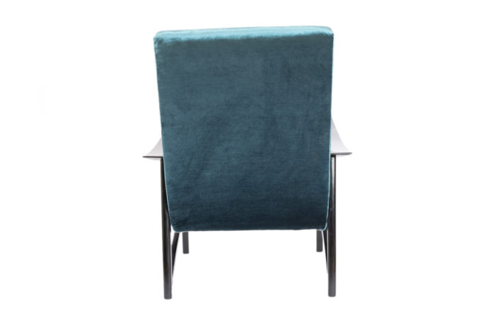 fauteuil scandinave velours bleu dos
