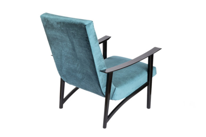 fauteuil scandinave velours bleu dos1