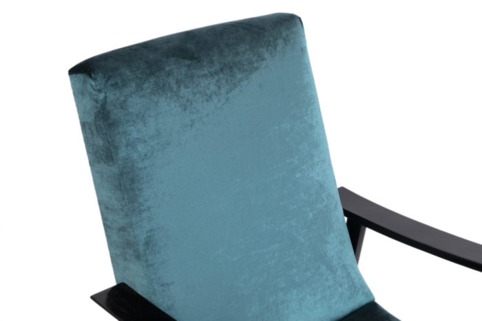 fauteuil scandinave velours bleu dossier