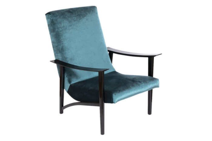 fauteuil scandinave velours bleu solo