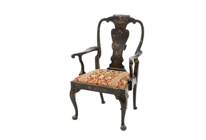 chinese chippendale armchair black lacquered