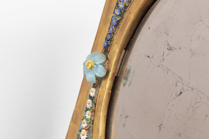 table mirror mosaic gilt blue flower