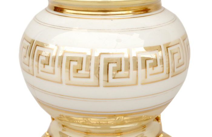 cream and gilt iridescent porcelain lamps greek