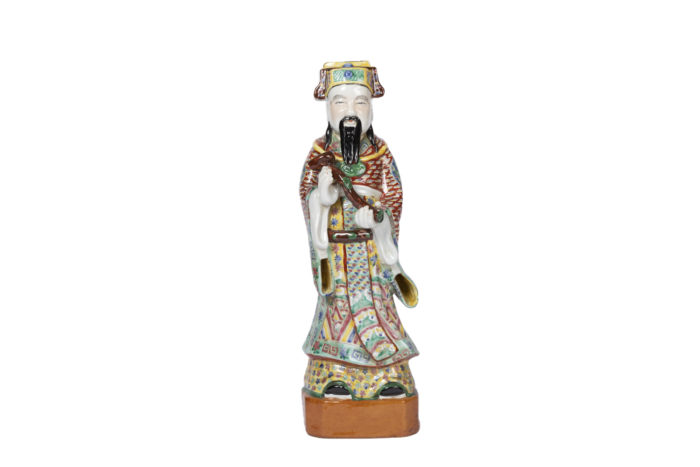 sculpture dignitaire chinois faience polychrome