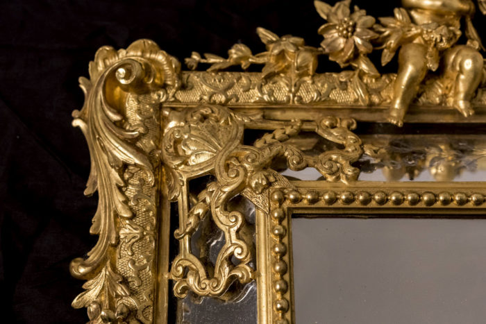 miroir à parecloses bois sculpté doré napoleon iii