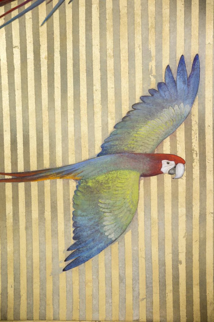 toile peinte perroquet volant