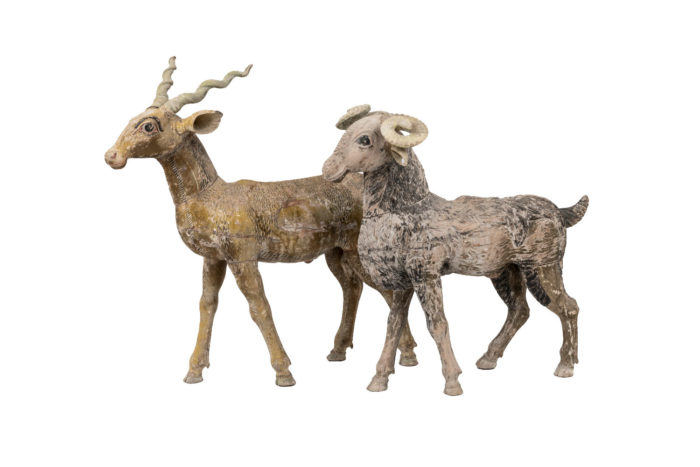 ram antelope sculpted wood animals