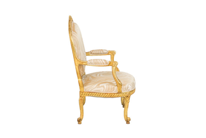 fauteuils style transition bois doré side