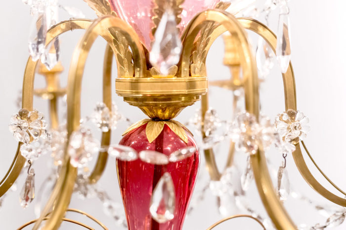 italian chandelier pink glass armlight